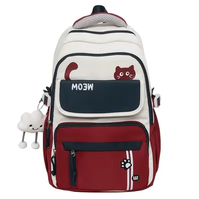 2025 Colour-Block School Backpack, Large Capacity - 10