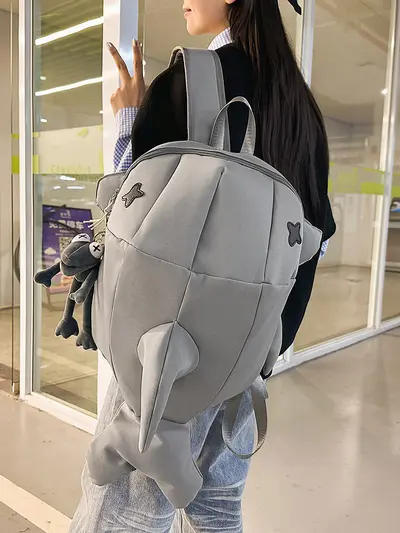 Cartoon Shark Backpack for Men and Women, Large Capacity School Bag - 1