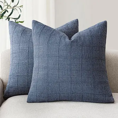 Cross-Pattern Pillowcase, Coarse Sand Bamboo Texture, Solid Colour, for Living Room Sofa - 9