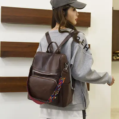 Women's PU Leather Backpack, Casual Everyday Use - 4