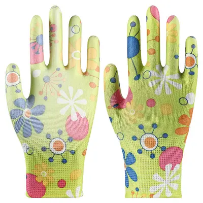 Non-Slip PU-Coated Palm Work Gloves with Dipped Rubber - 12