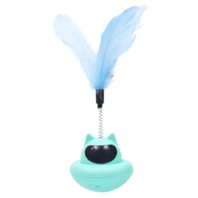 Cat Toy Feather Wand with Long Pole, Bell Turntable - 5