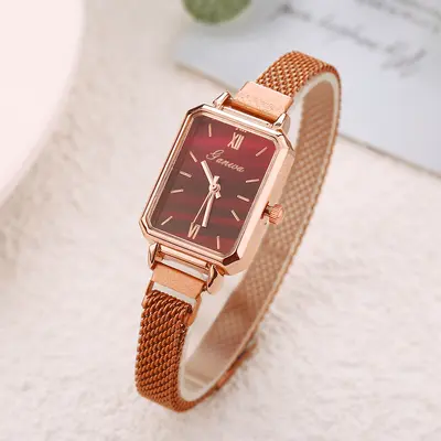 Wholesale trend retro square peacock green Milan mesh strap, decorative green watch for women with premium feel. - 8