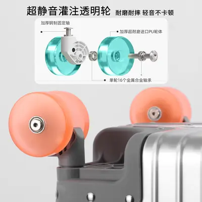 Aluminum-Magnesium Alloy Travel Suitcase with Silent Universal Wheels and Combination Lock - 4