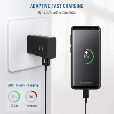 Samsung S10 Charger 15W QC3.0 Fast Charging with Type-C Cable
