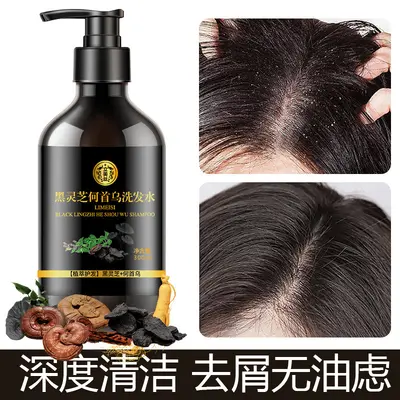 工厂黑灵芝何首乌草本无硅油洗发水天然植物润养柔顺护发厂家代发