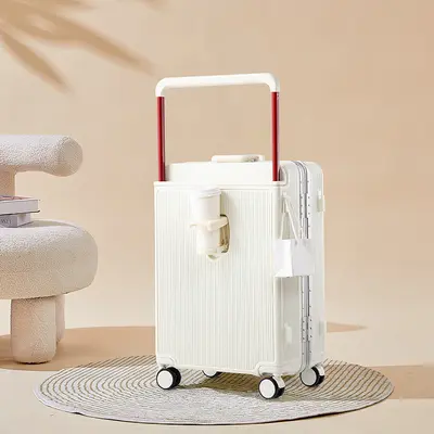 Wide Trolley Suitcase 24 Inch Silent Wheels Aluminum Frame Boarding Case - 6