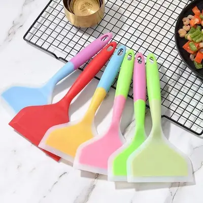 Stokta Tamagoyaki spatula yapışmaz tava özel spatula yarı şeffaf silikon kızartma spatulası geniş spatula kızartma tavası mutfak aracı