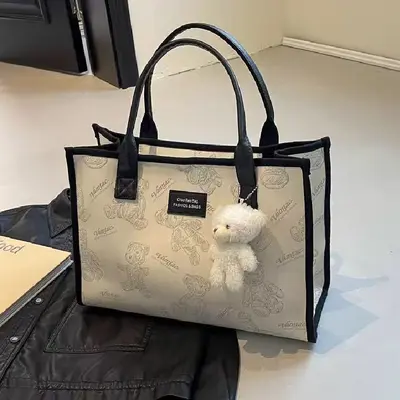 Große Canvas-Tote-Tasche, Achseltasche, Modell 2024 - 6