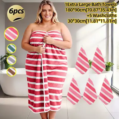 6-piece XXL bath towel set, 90x180 cm plus 5 face towels - 7