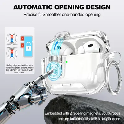 Transparent Magnetic Protective Case for AirPods Pro 3 and AirPods 4