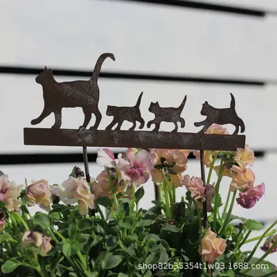 Kedi Desenli Mini Çiçek Vazosu, Japon ve Kore Tarzı Saksı Dekorasyonu - 3