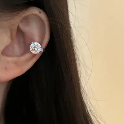 Explosive zircon ear clips for women's daily business attire, versatile, elegant, earlobe clips without piercings, premium, accessible luxury and simple earrings - 7