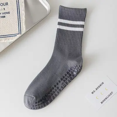 Five-Toe Non-Slip Pilates and Yoga Socks, Mid-Calf, Solid Color - 13