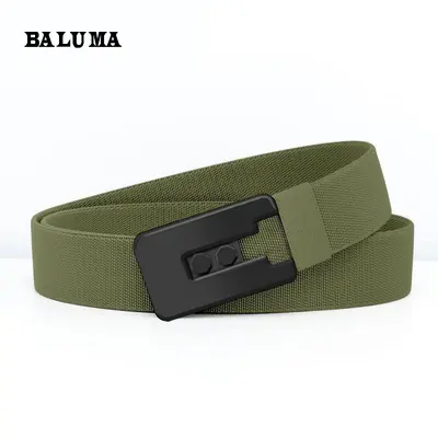 Baluma hochelastischer Segeltuch-Ledergürtel für Herren Nylon-Taktikgürtel modischer Doppelschnallengürtel vielseitiger Hosengürtel - 9