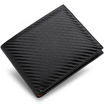 Carbon Fiber Men's Wallet with Zipper and Card Holder, Horizontal - 3