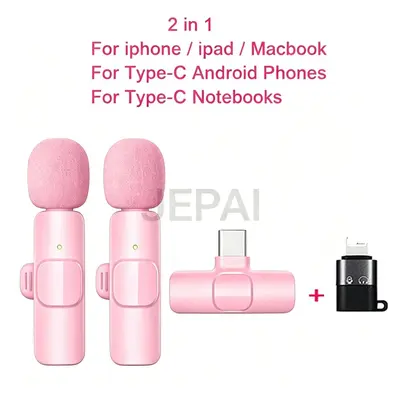 K1 wireless lavalier microphone, pink, noise reduction and reverb - 13