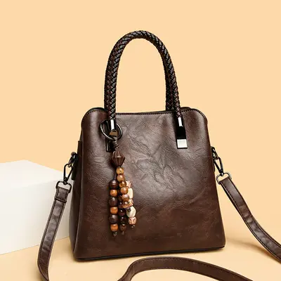 Soft Leather Retro Women's Handbag with Shoulder Strap - 4
