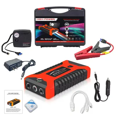 12V Portable Car Jump Starter with Air Compressor Emergency Start Power Bank Battery Booster