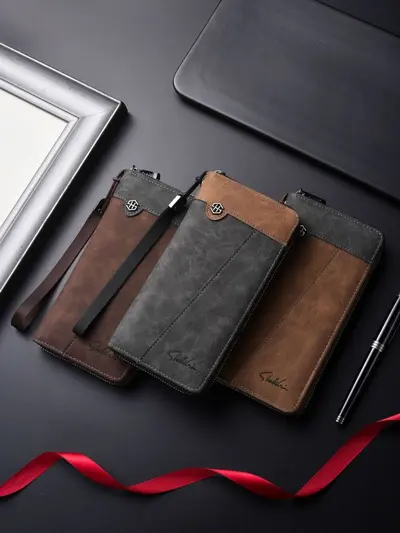 Men's Long Zip Wallet, Multi-Compartment, Anti-Theft - 6