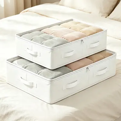 White Under-Bed Storage Box Foldable