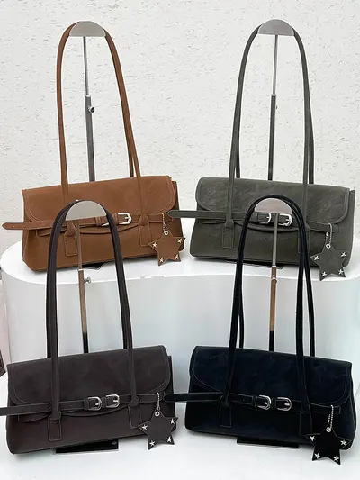 Women's Single Shoulder Bag, Large Capacity, Minimalist Underarm Commuter Bag - 4