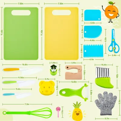 32-Piece Children's Plastic Knife and Cutting Board Set