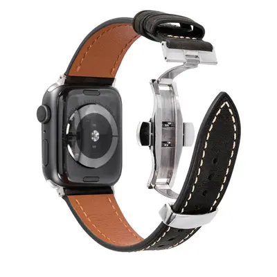 Men's Genuine Leather Apple Watch Strap, Butterfly Buckle, Series 1-7 - 7