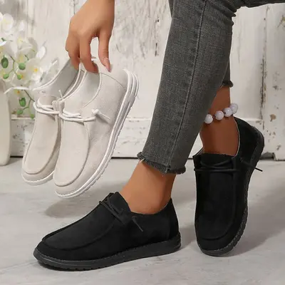 Women's Plus Size Flat Slip-On Loafers, Low-Top, 2026 Spring and Autumn