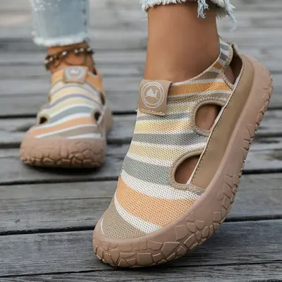 Damen-Sommerschuhe, Ausschnitte, leicht, Slip-on-Flyknit - 9