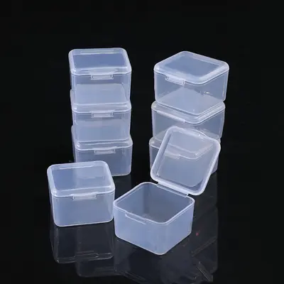 Plastik kulak tıkacı kutusu mini PP küçük kare kutu takı olta bileziği depolama kutusu tek bölmeli kapalı şeffaf kutu üreticisi