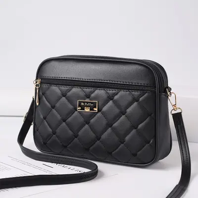 Women's Quilted PU Crossbody Small Square Shoulder Bag - 13