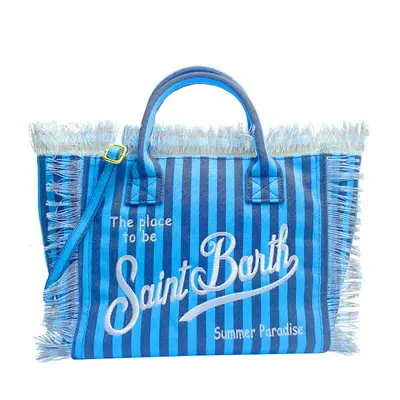 Beach Canvas Tote Bag with Tassel Embroidery, Women's Crossbody