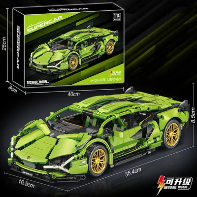 Bugatti montaj yapı blokları spor araba oyuncağı, mekanik set, erkek çocuklar için hediye