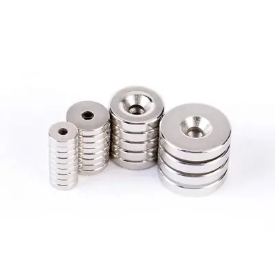 NdFeB Magnet Discs, Round and Square, Countersunk Hole Magnets