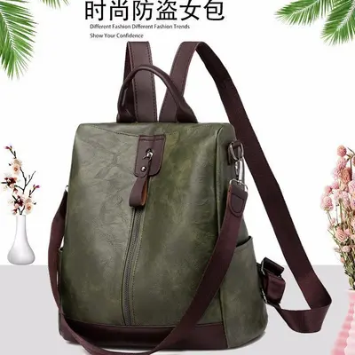 Women's PU Leather Backpack, Anti-Theft, Large Capacity Business Bag - 4