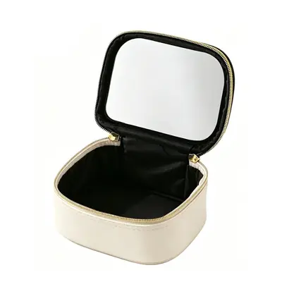 LED Mirror Mini Travel Makeup Bag, Waterproof PU Leather - 13