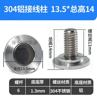 Lithium-Batterie-Bolzenschraube M6, laserschweißt, Edelstahl 304, Polklemme