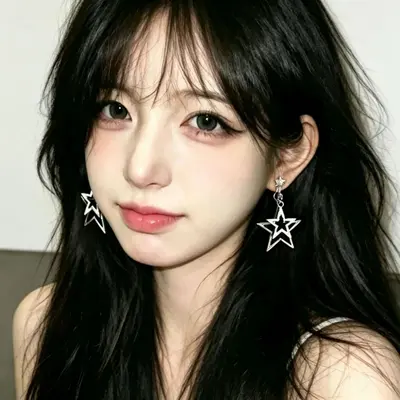Double-layer star earrings, ear clips, minimalist design