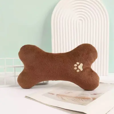 Kemik Şekilli Evcil Hayvan Oyuncağı, Nakışlı Peluş, Diş Kaşıma, Dört Mevsim Yastık - 9