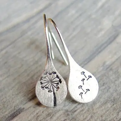 S925 silver dandelion design earrings - 2