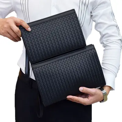 Herren-Clutch mit Webmuster, große Kapazität, Umschlag-Dokumententasche - 6