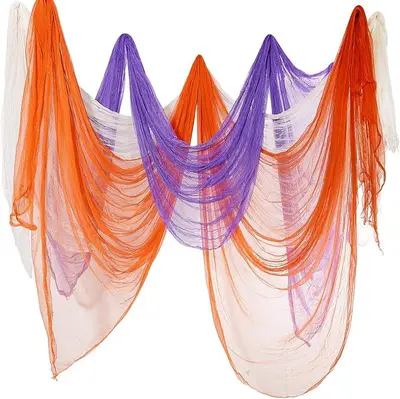 Amazon Halloween Valentine's Day Wedding Party Decoration Atmosphere Setup Colorful Ghost Costume Fine Gauze Tablecloth