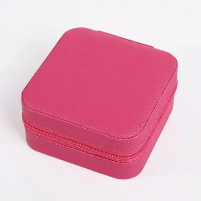 Portable Zippered Jewelry Box Earring Ring Packaging Ornament Box Luxury Travel Jewelry Storage Box In Stock - 11