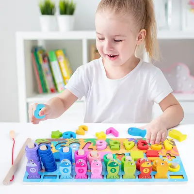 Montessori-Puzzle mit Zahlen-Bausteinen für Kleinkinder von 1-3 Jahren