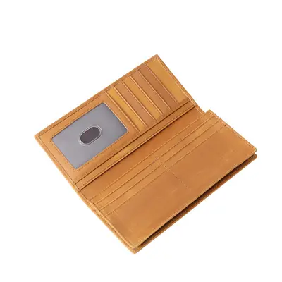 Model 1008 Men's Long Genuine Leather Wallet with Zipper - 9