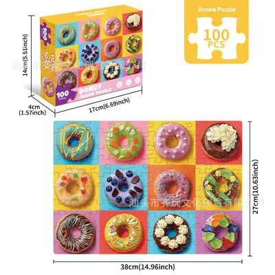 4-in-1 Kids Puzzle, Animals and Desserts Theme, 100 Pieces