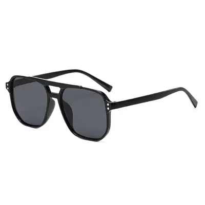 Metal Square Aviator Sunglasses, UV400, Ocean Lens, Double Bridge - 6