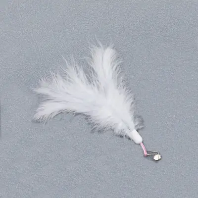 Feder-Katzenangel mit Glöckchen und austauschbarem Plüschkopf, interaktives Katzenspielzeu - 9