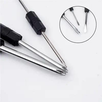 Dual-head screwdriver, Phillips and slotted, black handle